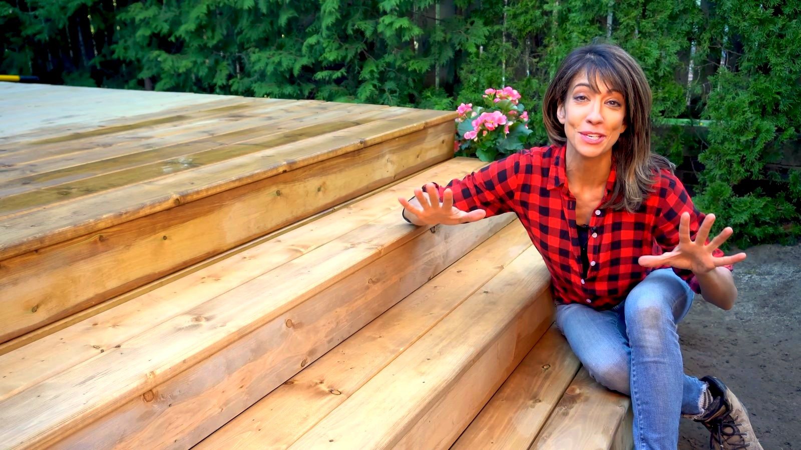 Daru Dhillon on finished cedar deck stairs